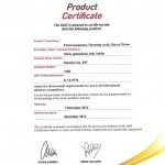 IAAF Product Certificate Zenger